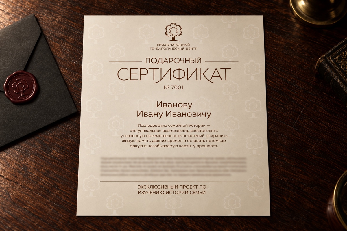 Premium certificate on heavy designer paper with the Centre’s watermarks, next to an envelope with a wax seal